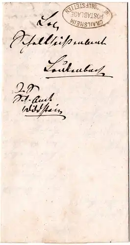 Württemberg 1870, Postablage UNTERDEUFSTETTEN (Crailsheim) auf Brief v Wildstein