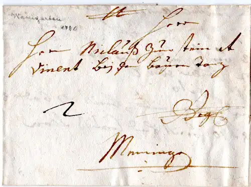 Bayern 1780, Porto Brief v. Weingarten n. Memmingen