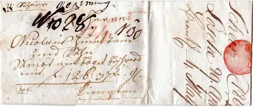 Württemberg 1807, hds. "V. Scherr" (Scheer) auf Handels-Brief n. Kempten, Bayern