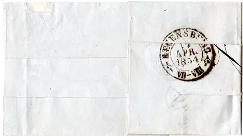 Bayern 1854, breitr. 1 Kr. rosa auf Streifband Drucksache aus Bremen. Geprüft