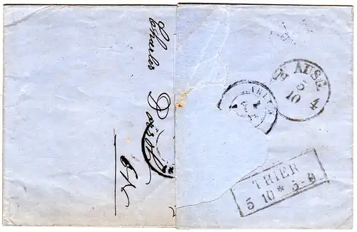 Belgien 1860, 10+20 C. auf PD Muster Ohne Wert Brief v. Anvers n. Deutschland