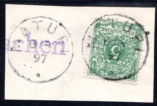 DNG V 46 c, Vorläufer 5 Pf. auf Briefstück m. Stpl. Matupi 8/4 97