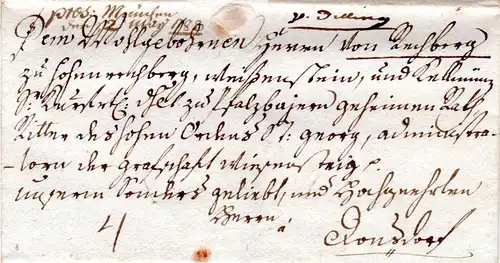 Bayern 1803, hds. "V. Dilling" (Dillingen) auf Adels-Brief n. Donzdorf 