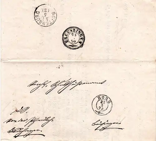 Württemberg 1870, Postablage Eutingen u. innen K2 Horb auf Wende Brief 
