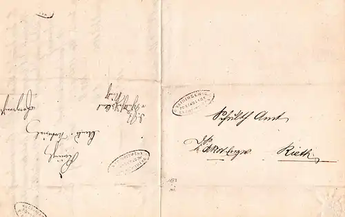 Württemberg 1873, 2x Postablage Enzvaihingen innen u. aussen auf Wende Brief 