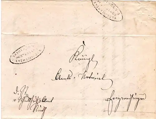 Württemberg 1873, 2x Postablage Enzvaihingen innen u. aussen auf Wende Brief 