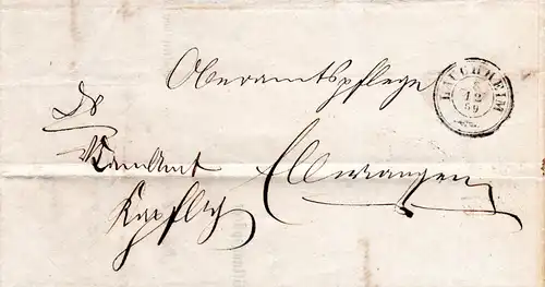 Württemberg 1869, Postablage Zoebingen u. innen K3 Lauchheim auf Wende Brief 