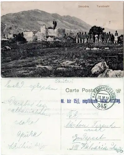 Albanien, Scutari, 1916 m. Österreich FP 345 gebr. sw-AK