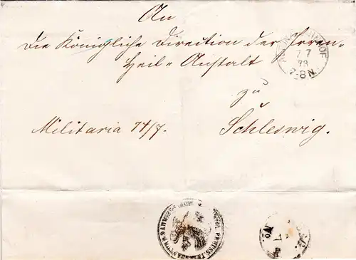 DR 1873, K1 ALTONA BAHNHOF auf Militaria Brief n. Schleswig