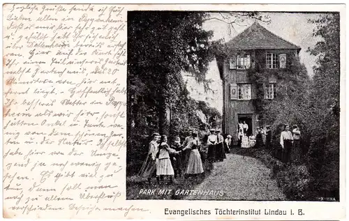 Lindau, Evangelisches Töchterinstitut, 1907 gebr. sw-AK