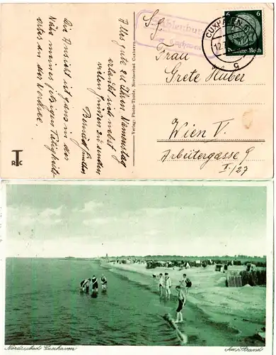 DR 1933, Landpoststempel SAHLENBURG über Cuxhaven auf sw-AK m. 6 Pf.