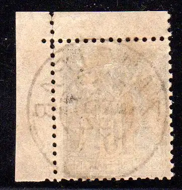 Französische Post Sansibar 2, Eckrandstück 1 A./10 C. m. zentrischem Stempel