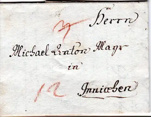 Österreich 1800, Porto Brief v. Salzburg n. Innichen
