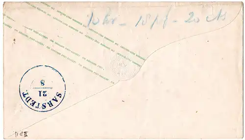 Hannover U8 II, sauber gebr. 1 Gr. Ganzsachenumschlag m. blauem K2 LÜNEBURG