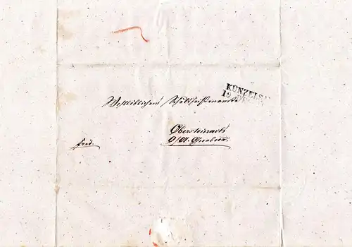Württemberg 1845, L2 LANGENBURG auf Brief n. Ingelfingen OA Künzelsau