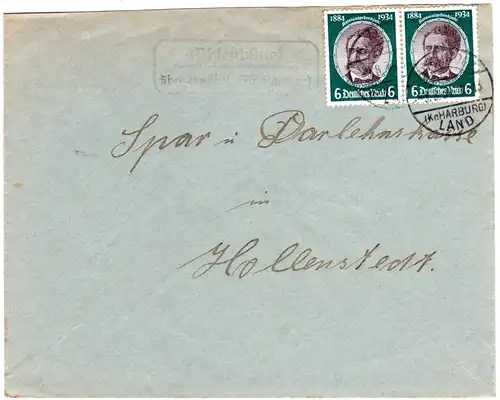 DR 1934, Landpost Stpl. OHLENBÜTTEL über Buchholz auf Brief m. 2x6 Pf.