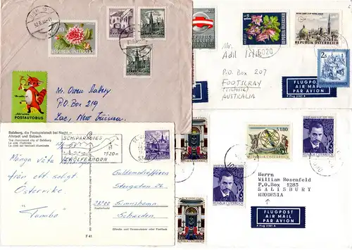 Österreich 1964/89, 15 Auslands-Belege, dabei ausgefallene Destinationen!