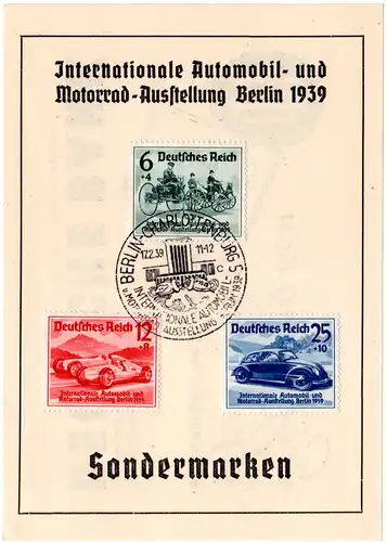 Berlin 1939, Int. Automobil Ausstellung, Ereigniskarte m. entspr. Sonderstpl.