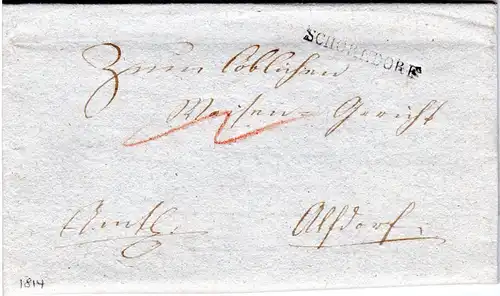 Württemberg 1814, L1 SCHORNDORF auf Porto Amts Brief n. Altdorf