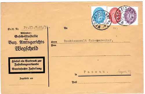 DR 1932, 4+10+40 Pf. Dienst auf Gerichts Brief v. Wegscheid n. Passau