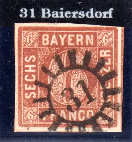 Bayern, MR 31 Baiersdorf klar auf voll-/breitrandiger 6 Kr.