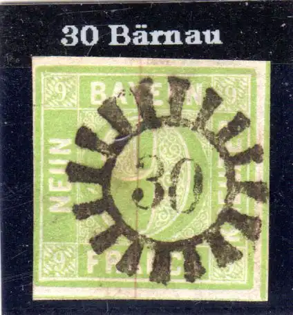 Bayern, MR 30 Bärnau klar u. zentrisch auf links berührter 9 Kr.