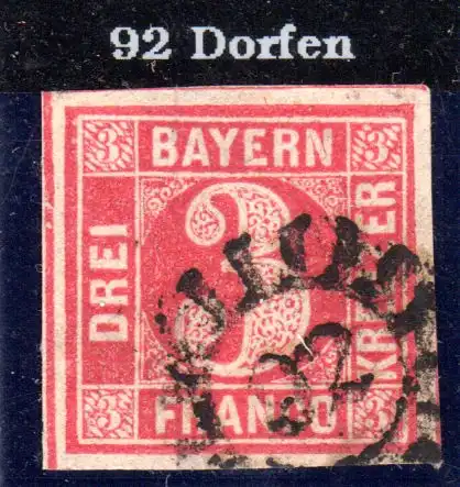 Bayern, MR 92 DORFEN auf breitrandiger 3 Kr. 