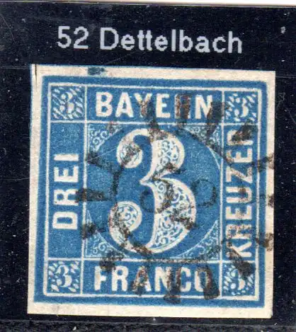 Bayern, breitrandige 3 Kr. m. Druckabart oben u. zentr. MR 52