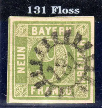 Bayern 5c, breitrandige 9 Kr. m. klarem u. zentrischem MR 131 FLOSS