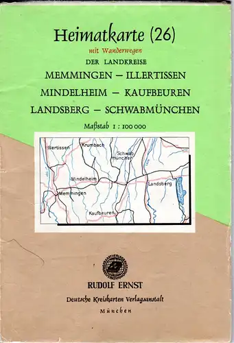Heimatkarte der Altlandkreise Memmingen, Mindelheim, Landsberg...von ca. 1965