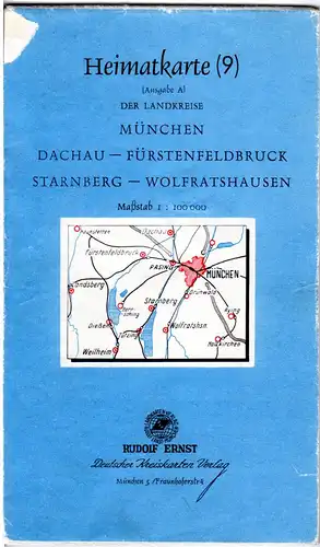 Heimatkarte der Altlandkreise Starnberg, Dachau, Fürstenfeldbruck...von ca. 1965