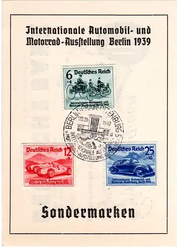 DR 686-8, Int. Auto- u. Motorrad-Ausstellung, alle 3 Werte auf FDC Sonderkarte.
