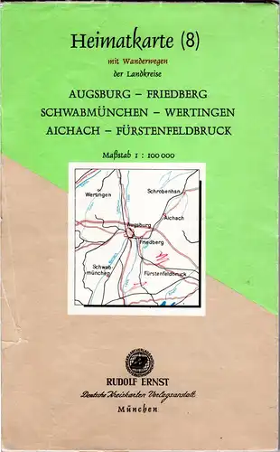 Heimatkarte der Altlandkreise Friedberg, Aichach, Fürstenfeldbruck..von ca. 1960