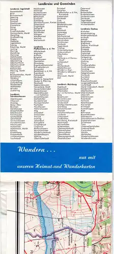Heimatkarte der Altlandkreise Ingolstadt, Schrobenhausen, Dachau...von ca. 1965