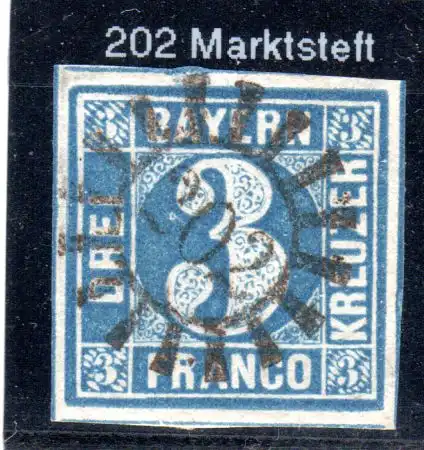 Bayern, MR 202 klar u. zentrisch auf breitrandiger 3 Keuzer. 