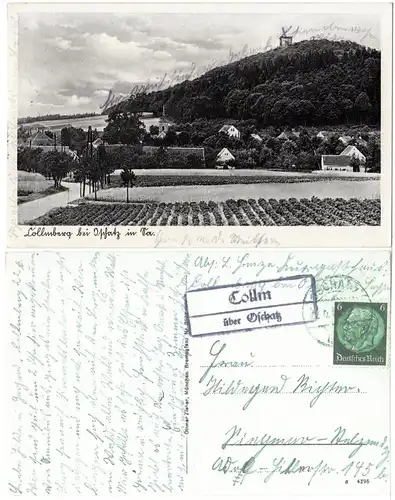 DR 1935, Landpoststpl. COLLM über Oschatz auf Lollenberg sw-AK m. 6 Pf.