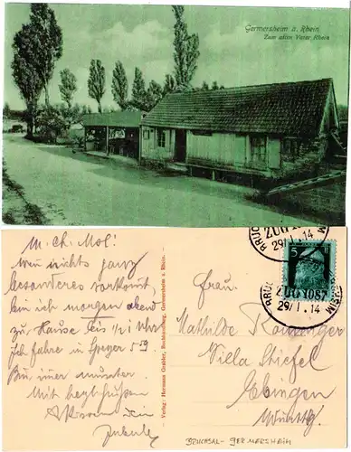 Bayern 1914, DR Bahnpost-Stpl. Bruchsal-Germersheim auf sw-AK m. 5 Pf.