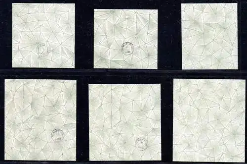 Bayern 104-109 IIB, 6 geschnittene Ludwig Markwerte je auf Briefstück. Geprüft