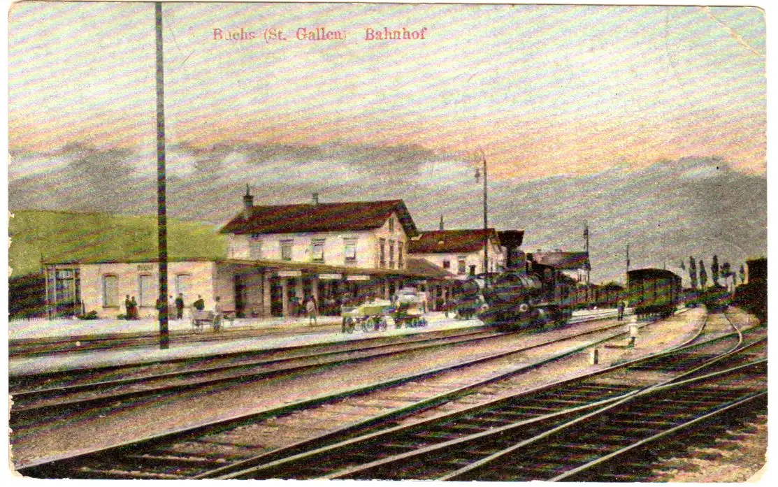 Schweiz, Buchs (St. allen) Bahnhof, ungebr. Farb-AK