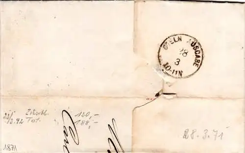 NDP 1871, Feldpostbrief m-. Briefstpl. d. Eisenbahn-Etappen-Kommandatur Münster
