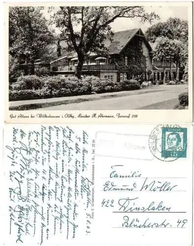 BRD 1963, PLZ-Landpoststpl. 2879 ALTONA auf Wildeshausen sw-AK m. 15 Pf.