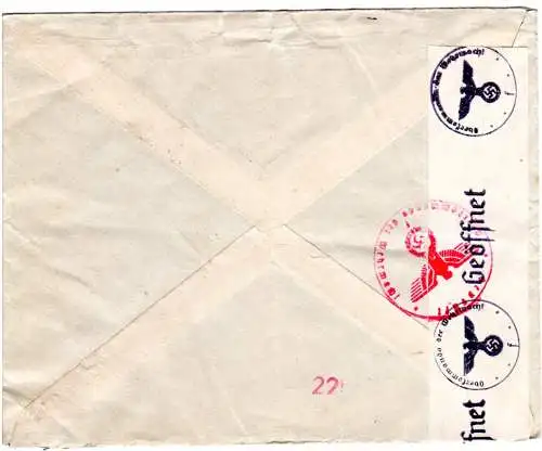 Norwegen 1942, 30+2x20 öre Europäischer Postverein auf Reko FDC nach Frankreich