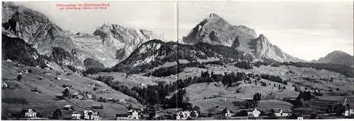 Schweiz, Unterwasser im Obertoggenburg, sauber ungebr. Panorama Klapp-sw-AK