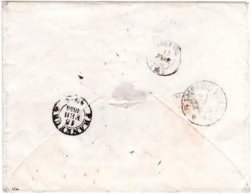 Frankreich 1855, Porto Brief v. Bar-Le-Duc n. Hamburg m. L1 A.U.UEB FRANKREICH