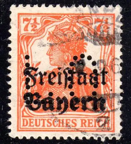 Bayern, gebr. 15 Pf. Freistaat m. Firmenlochung L.O., L. Ostermann Nürnberg
