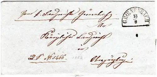 Bayern 1856, HKS GROENENBACH klar auf Brief n. Obergünzburg.