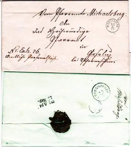 Österreich 1877, Böhmen Fingerhutstpl. MICHELSBERG klar auf Amtsbrief