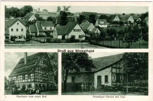 DR 1942, Landpost Stpl. WINKELHAID über Feucht auf sw-AK m. Gasthof Rotes Ross