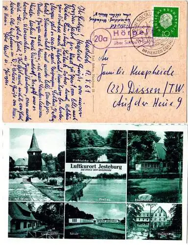 BRD 1961, Landpost Stpl. 20a HÖRPEL über Soltau auf Jesteburg sw-Mehrbild AK