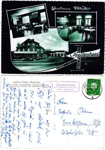 BRD 1961, Landpost Stpl. 20a BREITENHEES über Unterlüß auf Gasthaus sw-AK 